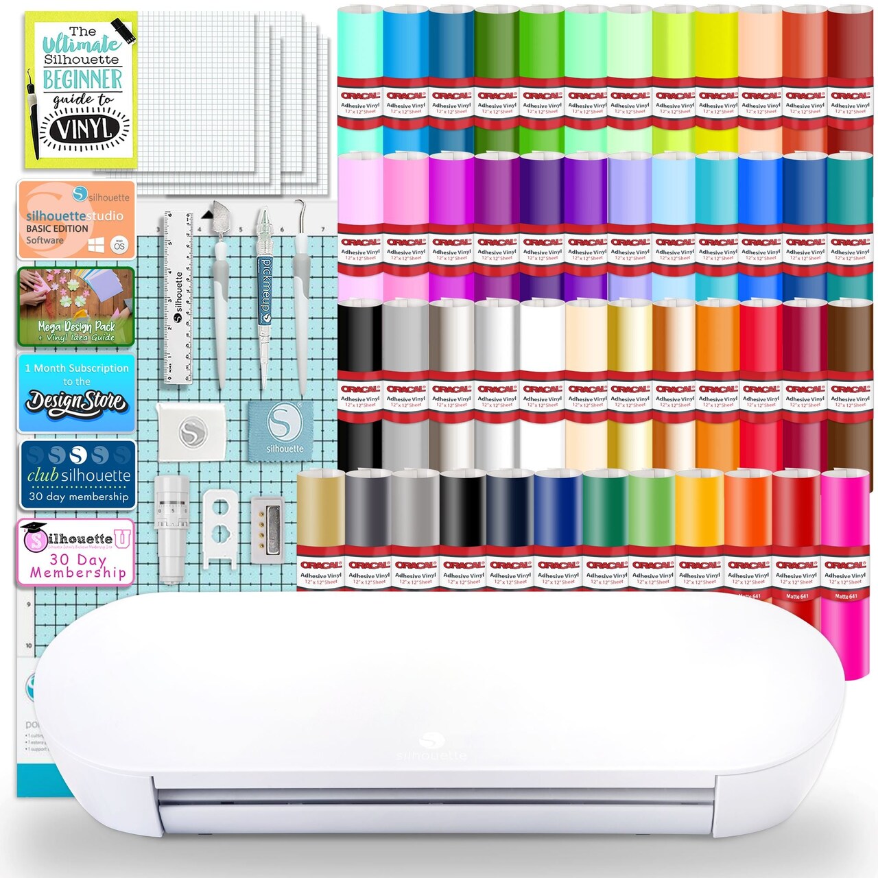 Silhouette Portrait 4 w/ 64 Oracal Vinyl Sheets, Tools, Guides, and More